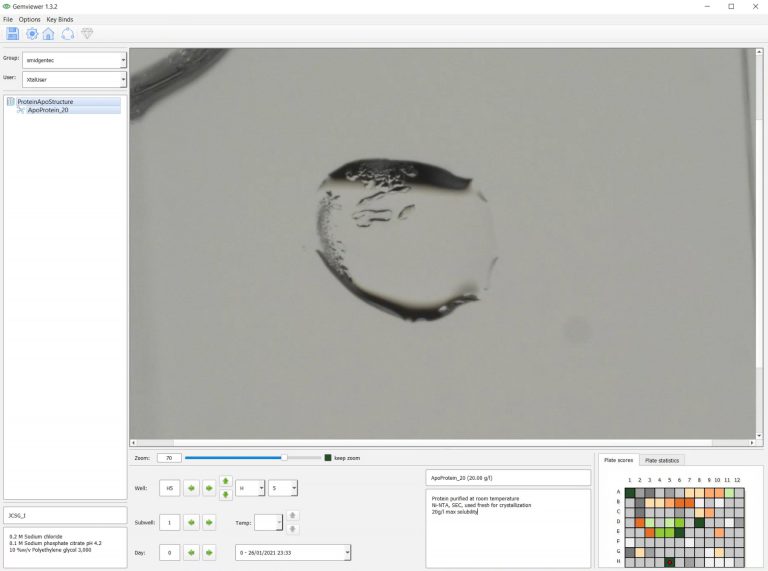GemViewer v1.3.2 (26.01.2021) GemViewer application showing a protein crystal
